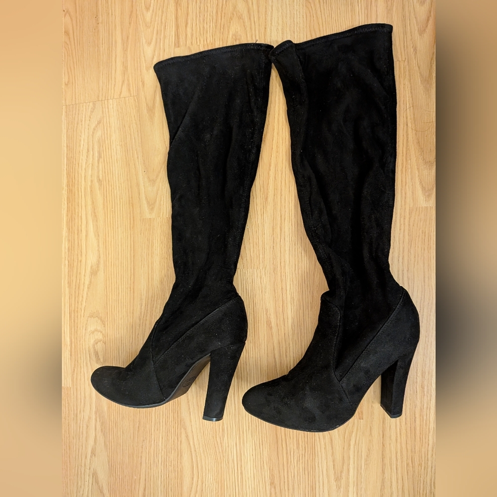 Steve Madden Black Suede Knee-High Boots